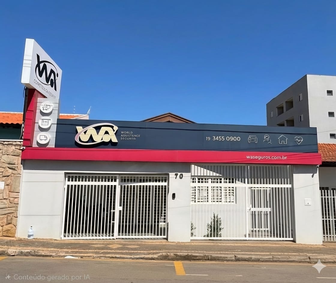 Fachada da sede da WA Seguros na Rua Duque de Caxias, 70, Santa Bárbara d'Oeste